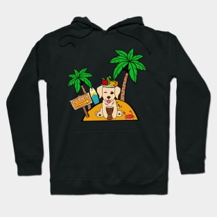 Funny golden retriever is on a deserted island Hoodie